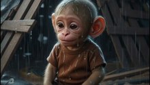 Baby Monkey Piku Homeless - Too Much Rain