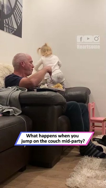 Kid Jumps on Sofa and Lands Face-First in Grandpa’s Cake|| Heartsome 💖
