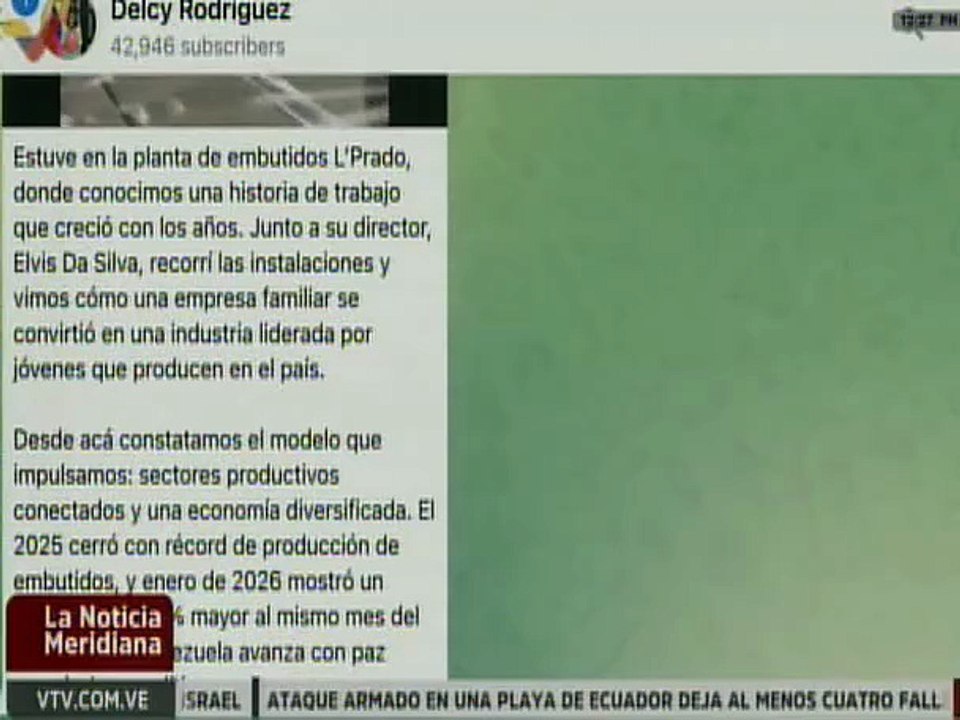 Pdta. Encargada Delcy Rodríguez: Recorrimos las instalaciones en la planta de embutidos L 'Prado