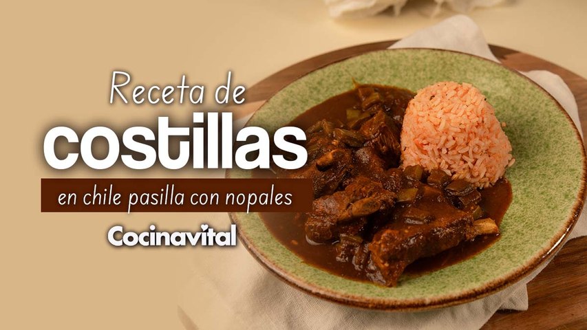 Receta de costillas de cerdo con chile pasilla y nopales