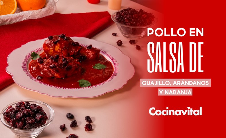 Receta de pollo en salsa de guajillo y arándanos