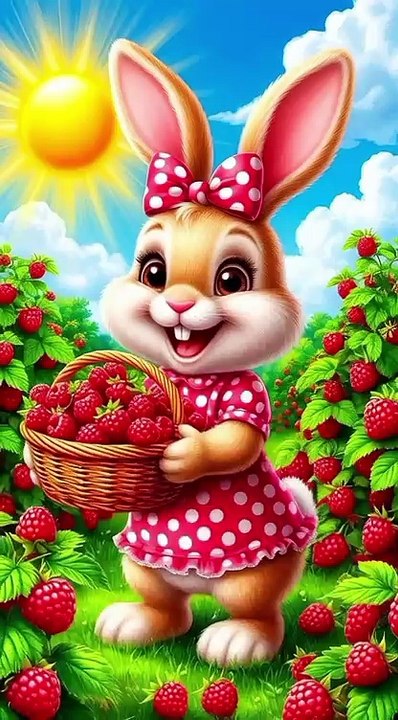 Cute Rabbit Enjoying Strawberry Run 🐰🍓 | Fun Cartoon for Kids