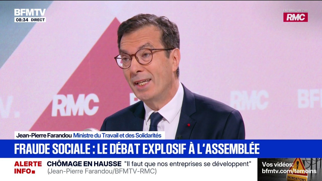 Fraude sociale: "Les plus gros fraudeurs ne sont pas les particuliers (...) C'est un petit nombre d'entreprises", affirme Jean-Pierre Farandou, ministre du Travail et des Solidarités