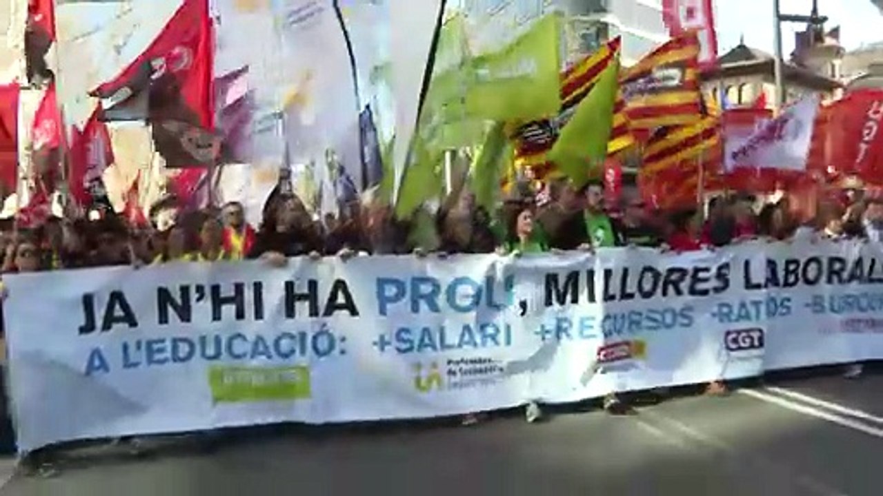 Manifestación de docentes en Barcelona