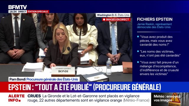 Affaire Epstein: “Plus de 500 juristes ont passé des milliers d’heures à passer en revu des millions de pages pour se conformer aux décisions du Congrès” déclare Pam Bondi, procureure générale des Etats-Unis