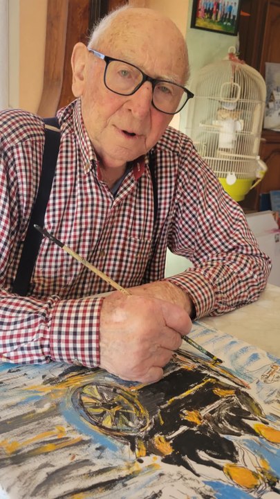 A 93 ans, ce passionné de peinture crée 5 tableaux par semaine