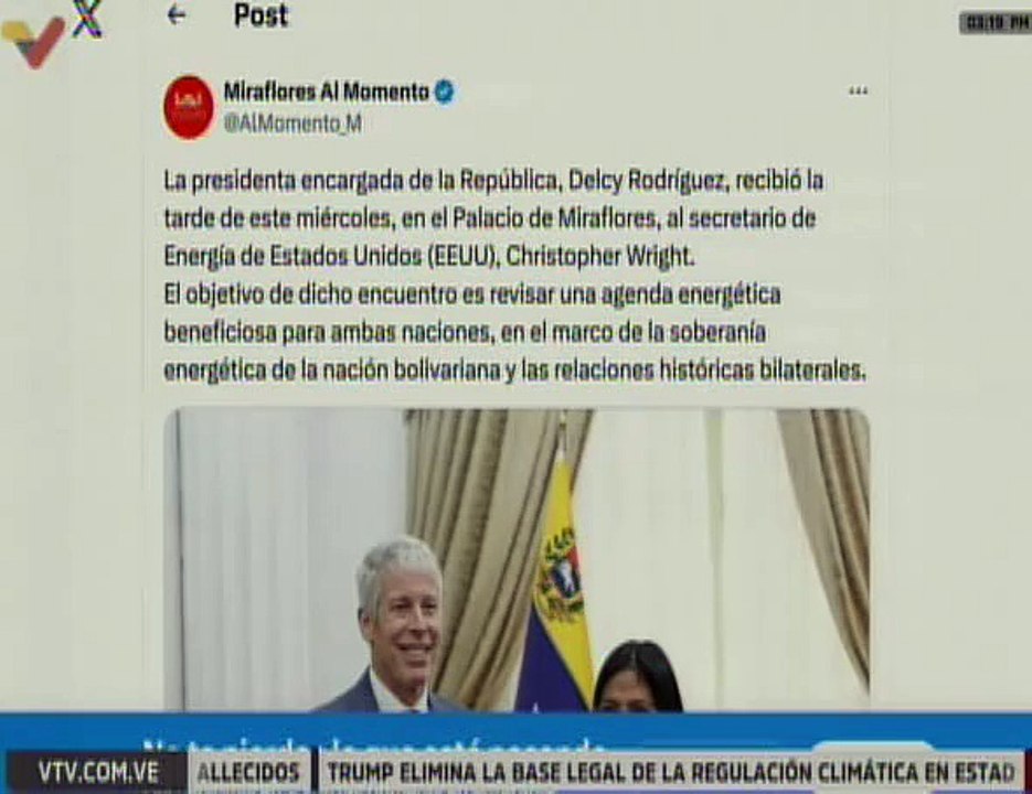 Miraflores Al Momento | Venezuela fortalece la agenda energética con Estados Unidos