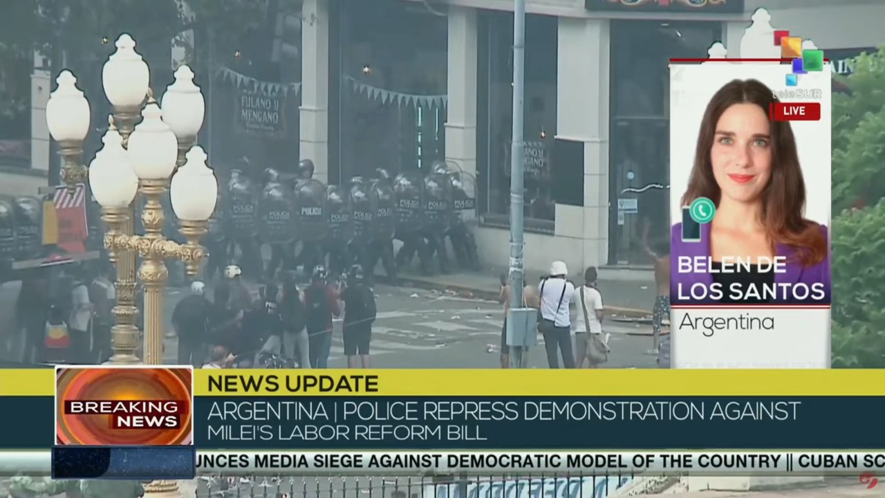 Argentine police repress demonstrators opposing  Pres. Milei's labor reform bill
