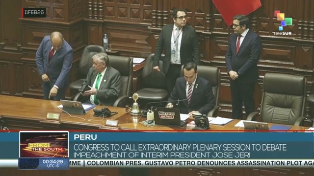 Peru: Congress to hold session on impeachment of interim president Jeri