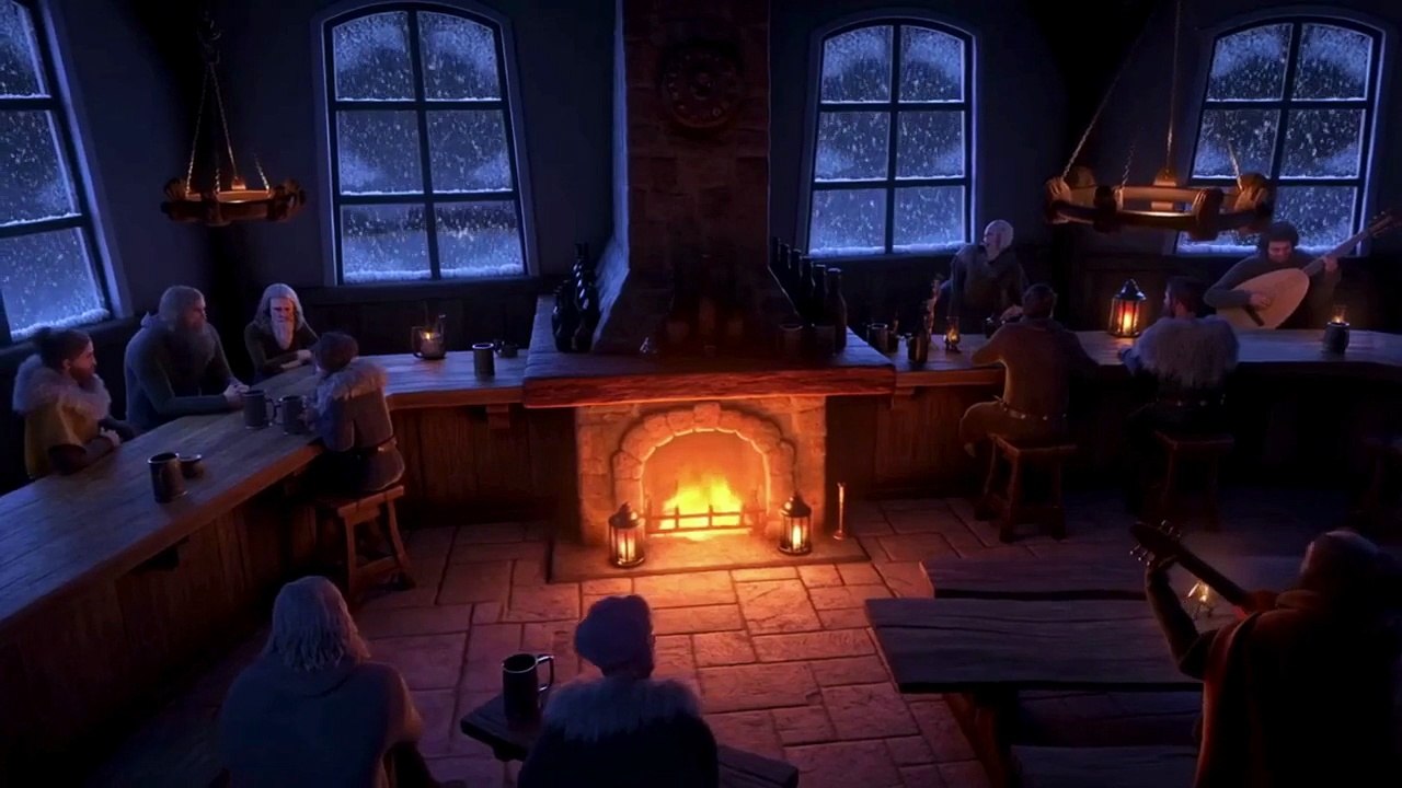 Cozy Medieval Winter Tavern ❄️ – Fireplace Fantasy Music for Study & Focus