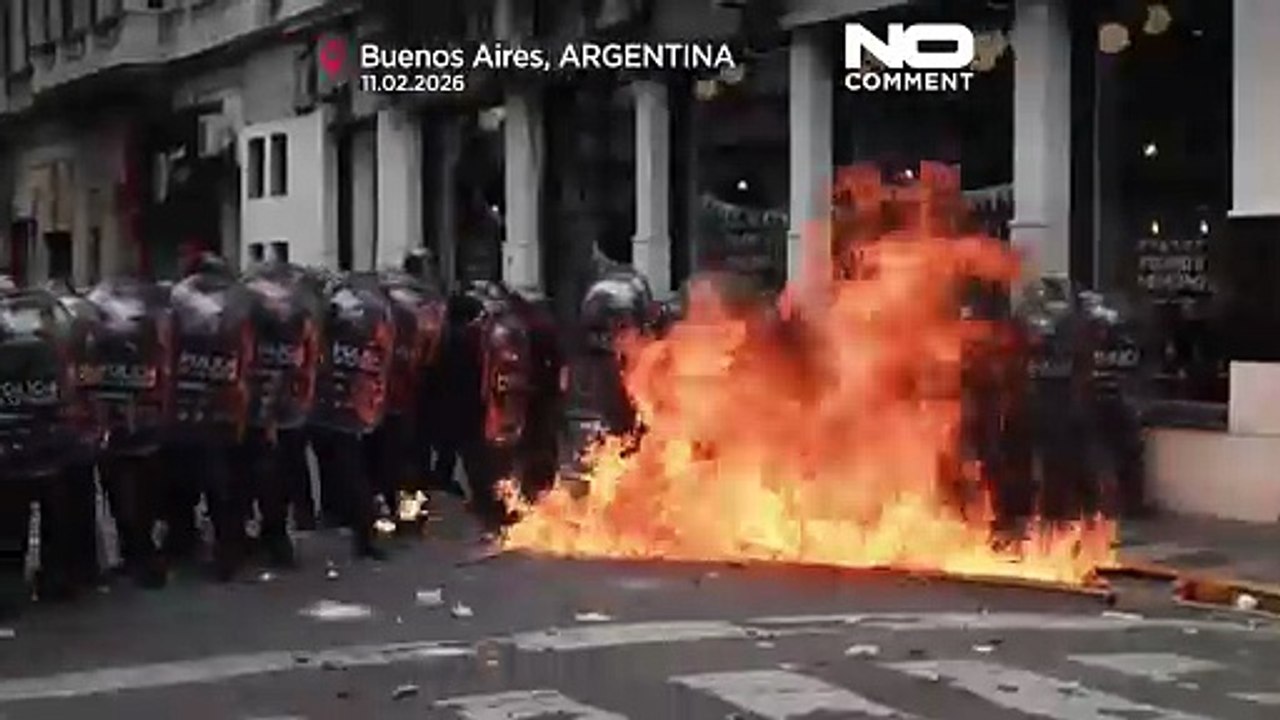 Proteste vor argentiniens kongress gegen mileis arbeitsmarktreform