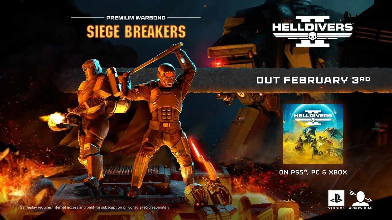Helldivers 2 Official Siege Breakers Warbond Release Date Trailer