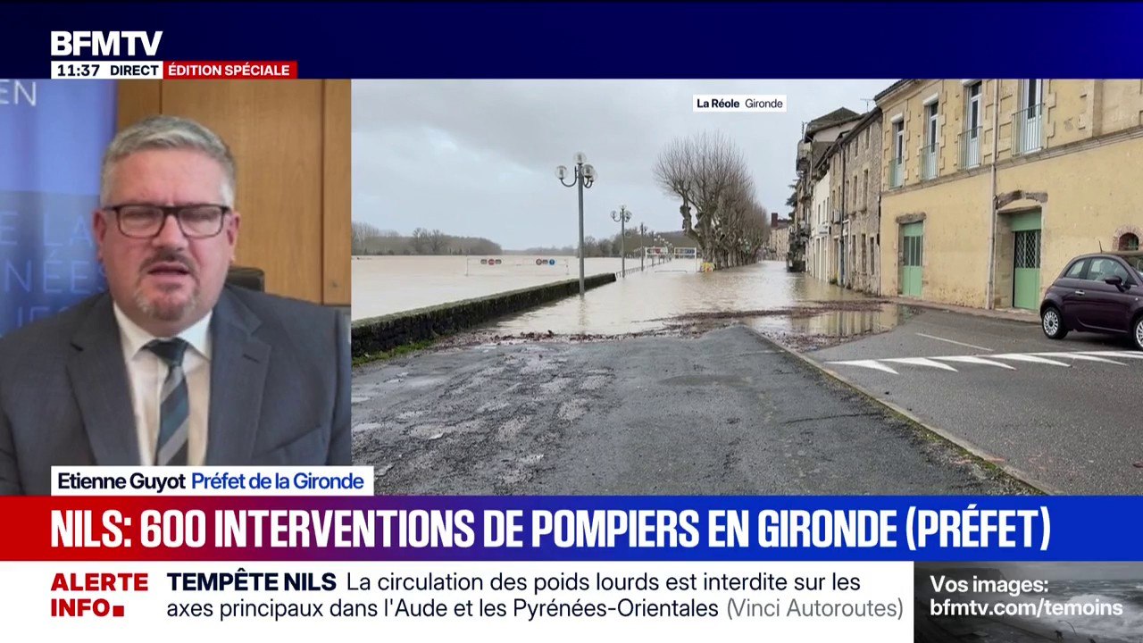 Tempête Nils: "plus de 600 interventions" des sapeurs-pompiers et "250 de la gendarmerie" en Gironde, indique le préfet
