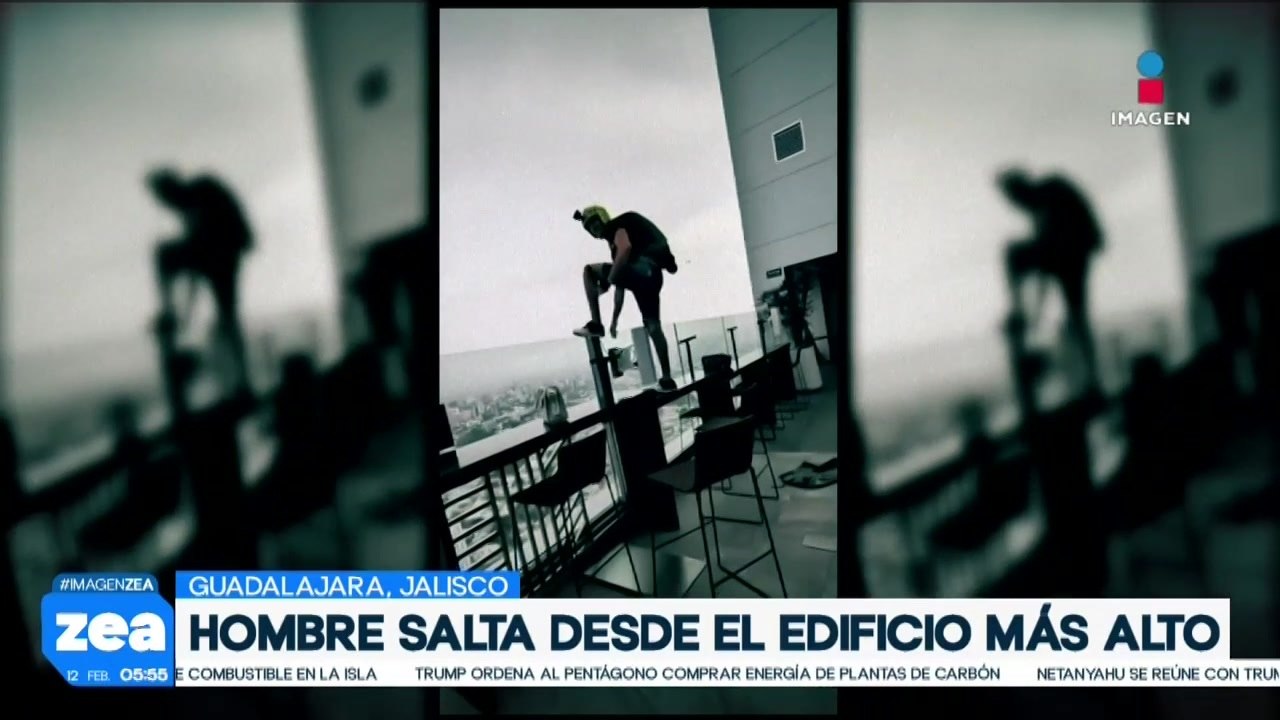 VIDEO: Hombre salta en paracaídas desde el Hotel Riu de Guadalajara