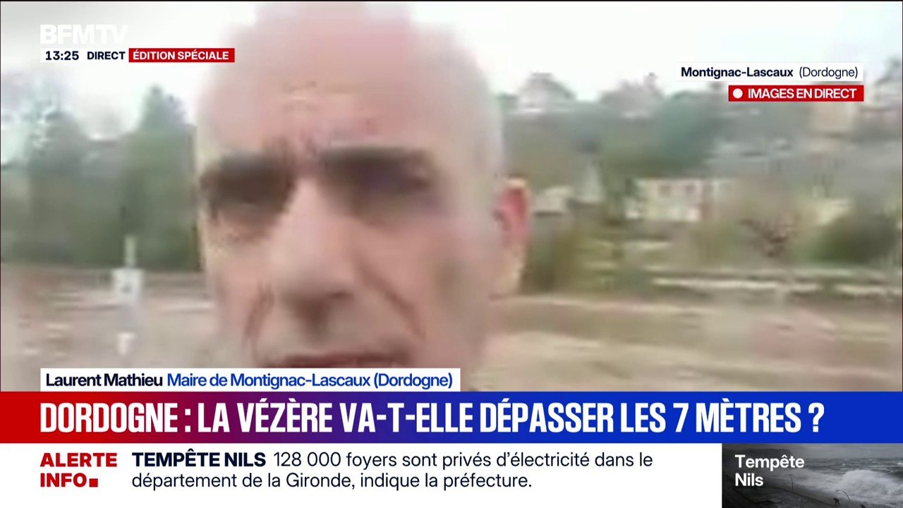 Tempête Nils: "On craint un pic de crue qui pourrait être conséquent", déplore le maire de Montignac-Lascaux en Dordogne