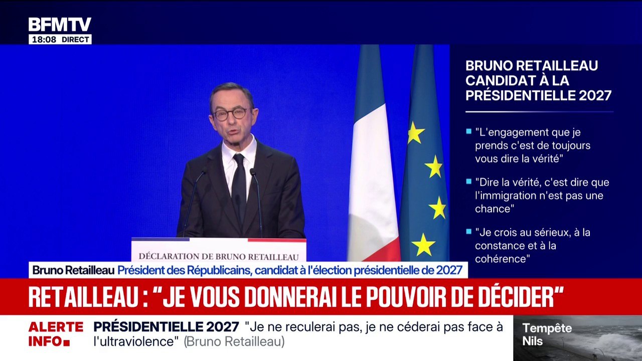 Bruno Retailleau (LR) candidat à la présidentielle de 2027: "Je propose un pacte de confiance à tous les Français"
