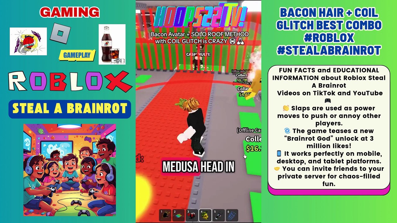 #TikTok✨ #ROBLOX GAMEPLAY🎮🕹️👾 Ep2 BACON HAIR + COIL GLITCH BEST COMBO #roblox #stealabrainrot