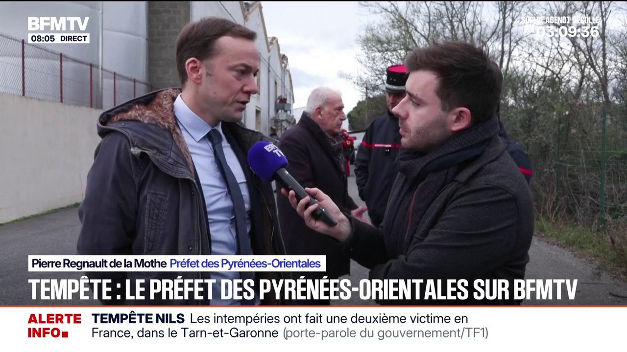 Tempête Nils: Pierre Regnault de la Mothe, préfet des Pyrénées-Orientales, confirme "des dégâts matériels très importants" dans le département