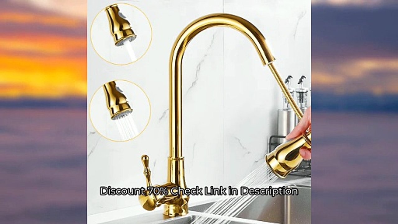 Tuqiu Pull Out Gold Kitchen Faucet Black Sink Faucet Mixer Tap 360 degree rotation torneira cozinha