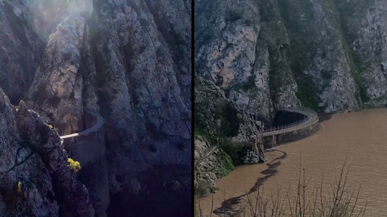 Impresionante alivio de agua en la presa fantasma de Montejaque