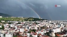 Sağanak sonrası gökkuşağı Aydın'ı sardı