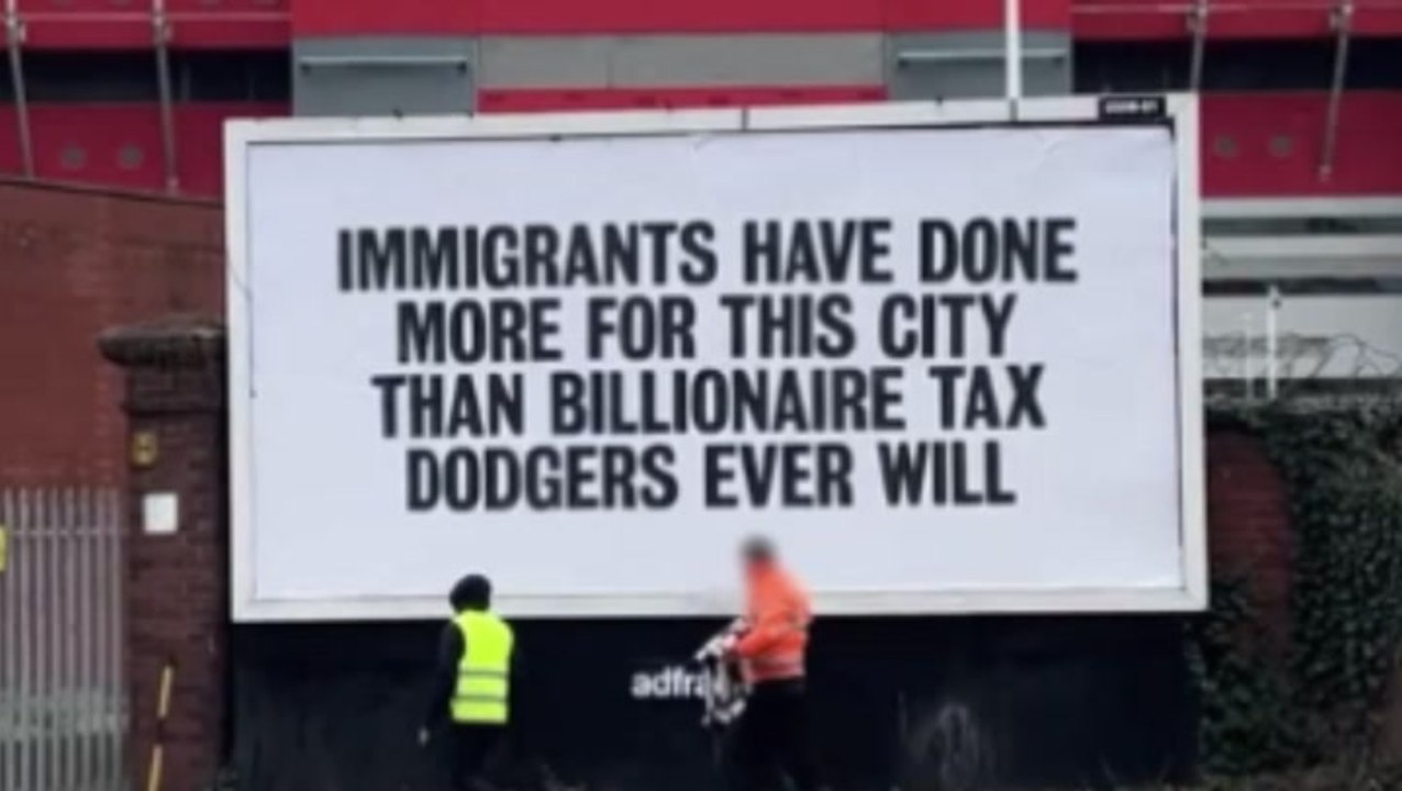 Billboard outside Old Trafford takes aim at Jim Ratcliffe after anti-immigration claim
