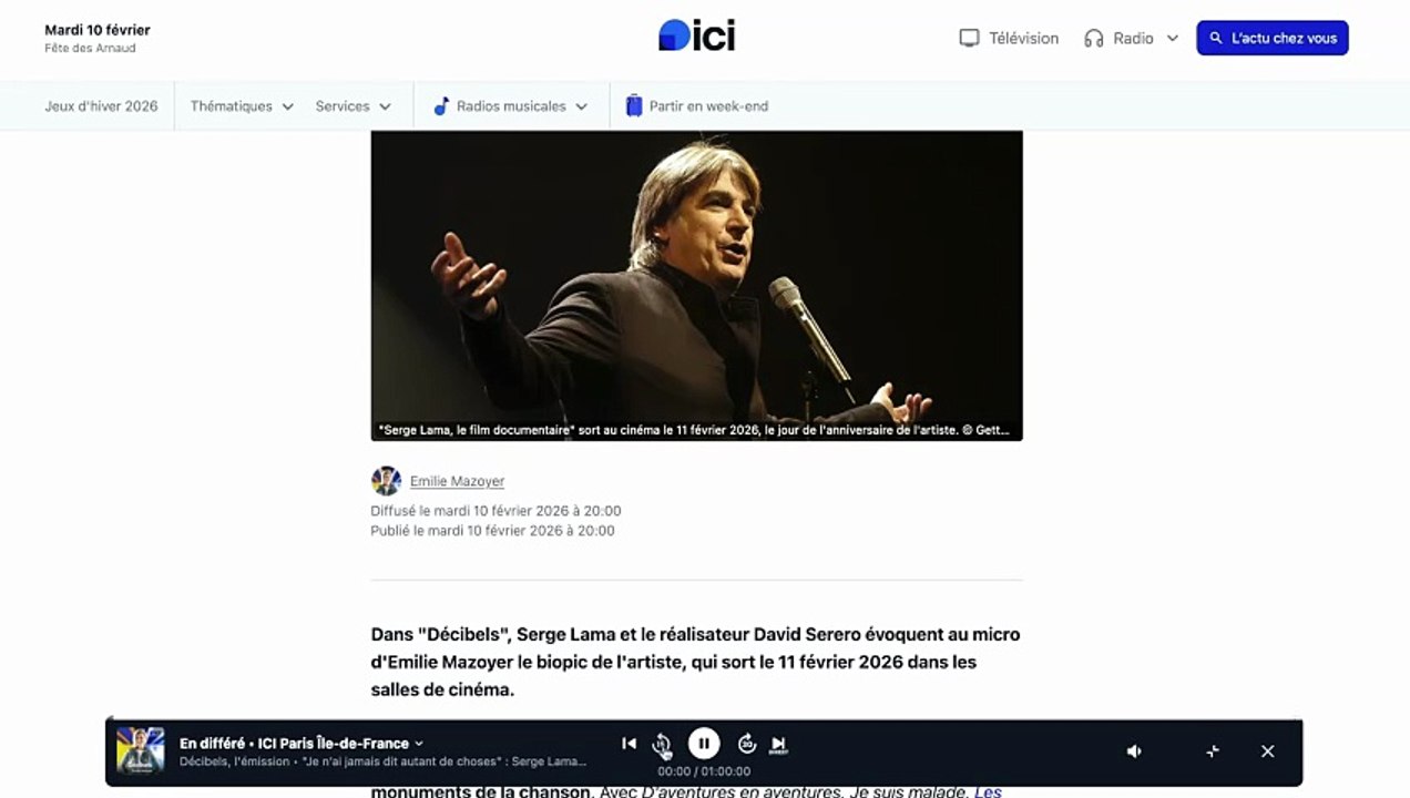 Interview de Serge Lama et David Serero sur ICI BLEU sur Serge Lama : Le Film