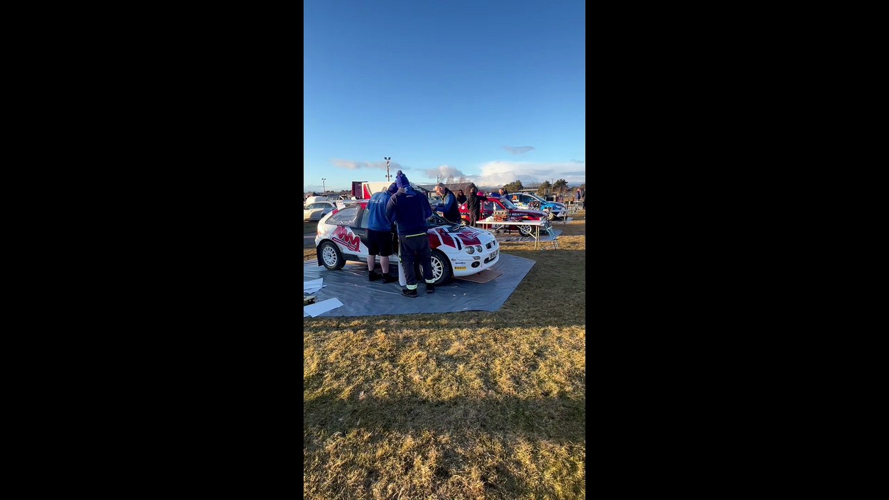 Snowman Rally 2026 scrutineering at Muir of Ord.