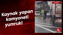 İstanbul’da bir sürücü, ‘kaynak’ yapan kamyoneti yumrukladı