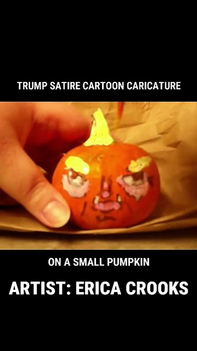 Grotesque Trump Pumpkin Caricature: Satirical Timelapse Painting 🎨🎃 (Weird Cartoon Art Style)