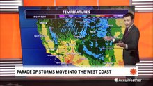 Parade of storms moves into the West Coast