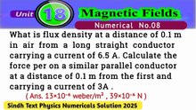 What is flux density at a distance of 0.1m in air from a long straight conductor carrying a current of 6.5A. Calculate the force per on a similar parallel conductor at a distance of 0.1m from the first and carrying a current of 3A .