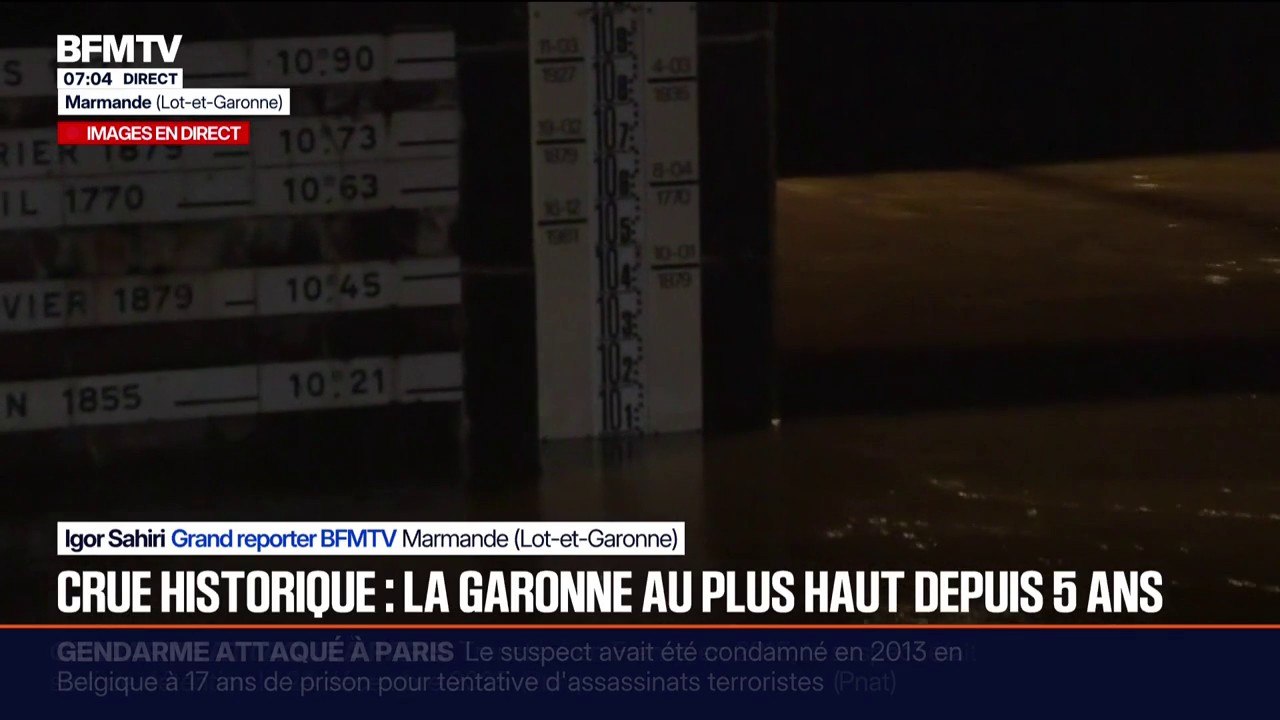 "Crue généralisée": la Garonne à son plus haut niveau de crue depuis cinq ans à Marmande, dans le Lot-et-Garonne