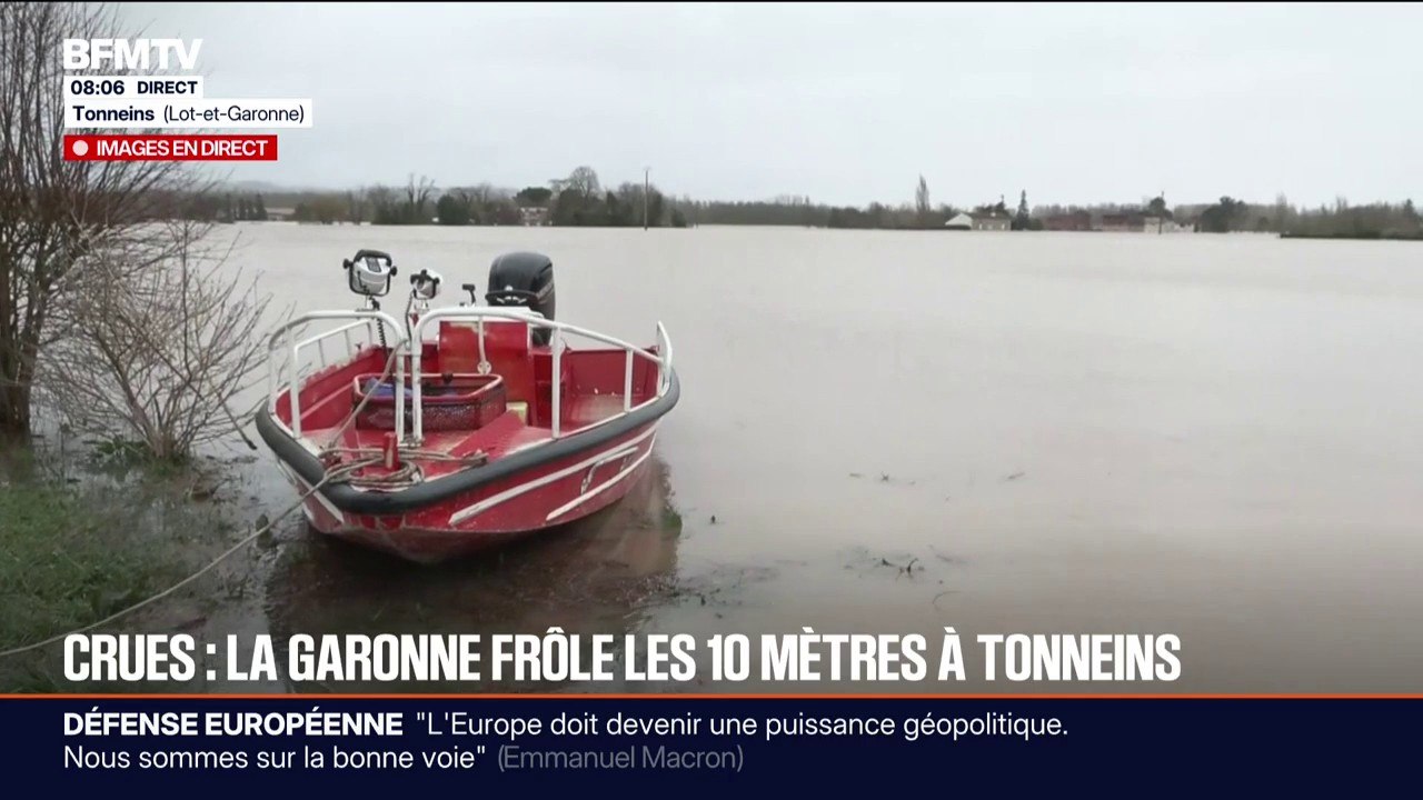 Crues en Gironde et dans le Lot-et-Garonne: le pic de crue de la Garonne attendu à 16h à Tonneins