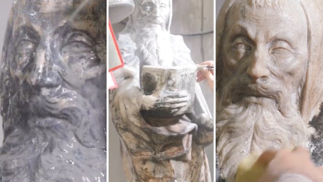 Il «Santo barbuto» torna a splendere: la statua del Duomo esposta in piazzale Cadorna dopo il restauro