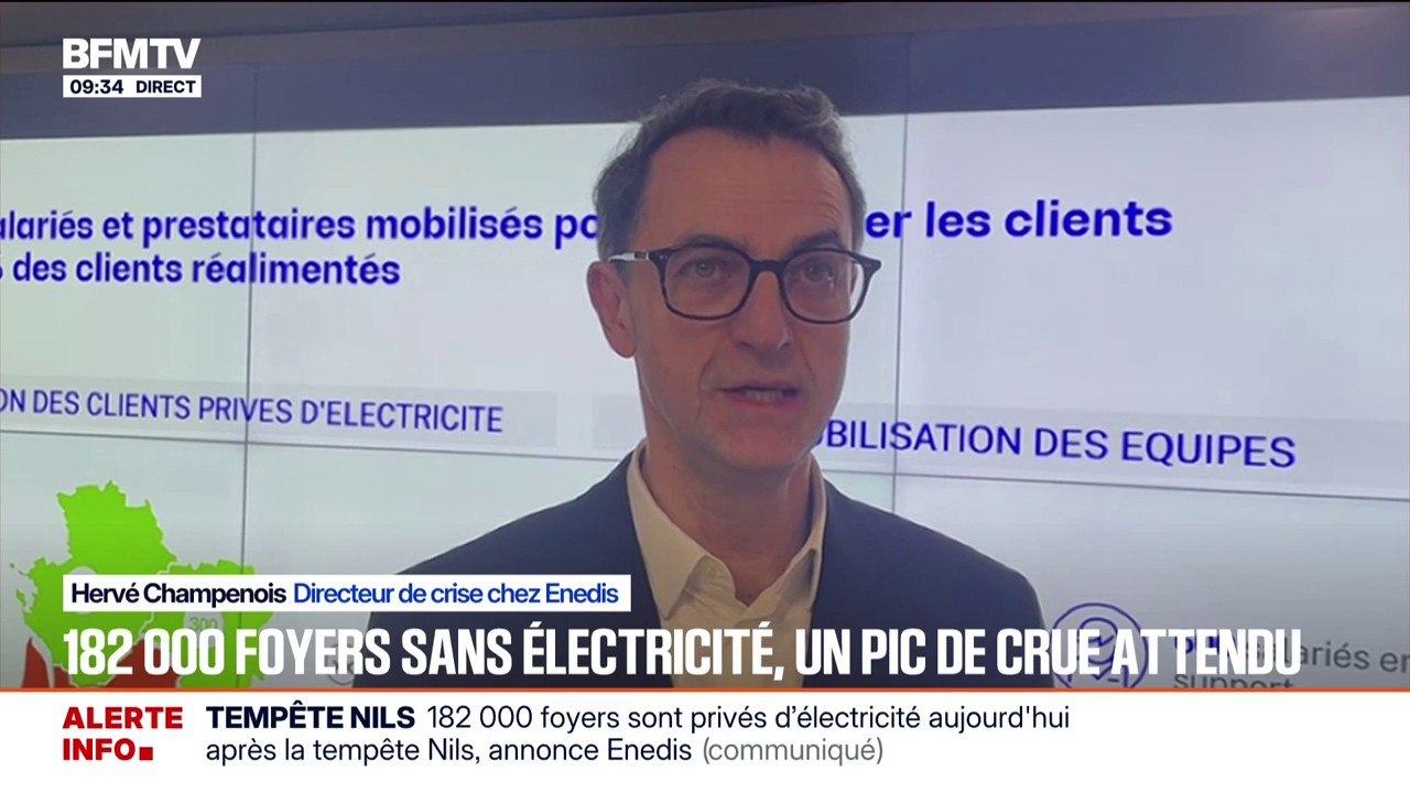 Intempéries dans le Sud-Ouest: "Il reste 180.000" foyers "à réalimenter" en électricité, assure Hervé Champenois, directeur de crise chez Enedis