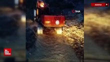 Adana’nın Feke ilçesinde sel ve heyelan sonrası yollar açılıyor