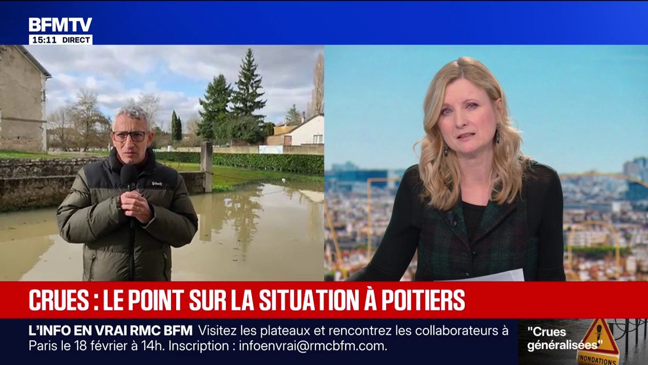 Crues à Poitiers: "C'est inquiétant, on n'a pas fait d'évacuation, mais on reste en alerte", déclare Gérald Blanchard, maire de Bruxerolles (DVD)