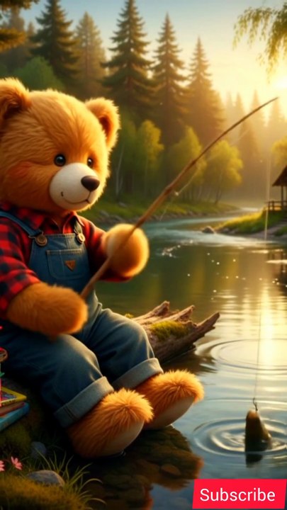 Tedy bear catch fish