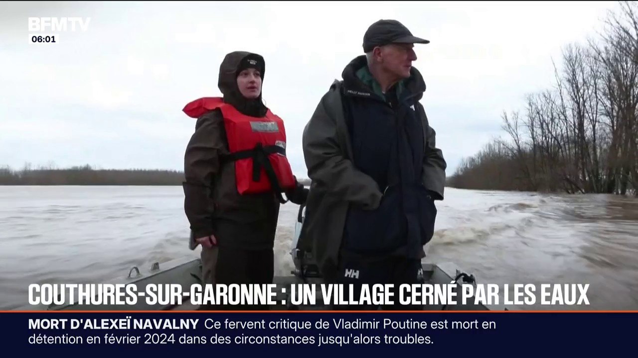 "La totalité de la commune est vraiment sous l'eau": à Couthures-sur-Garonne, le village est cerné par les eaux
