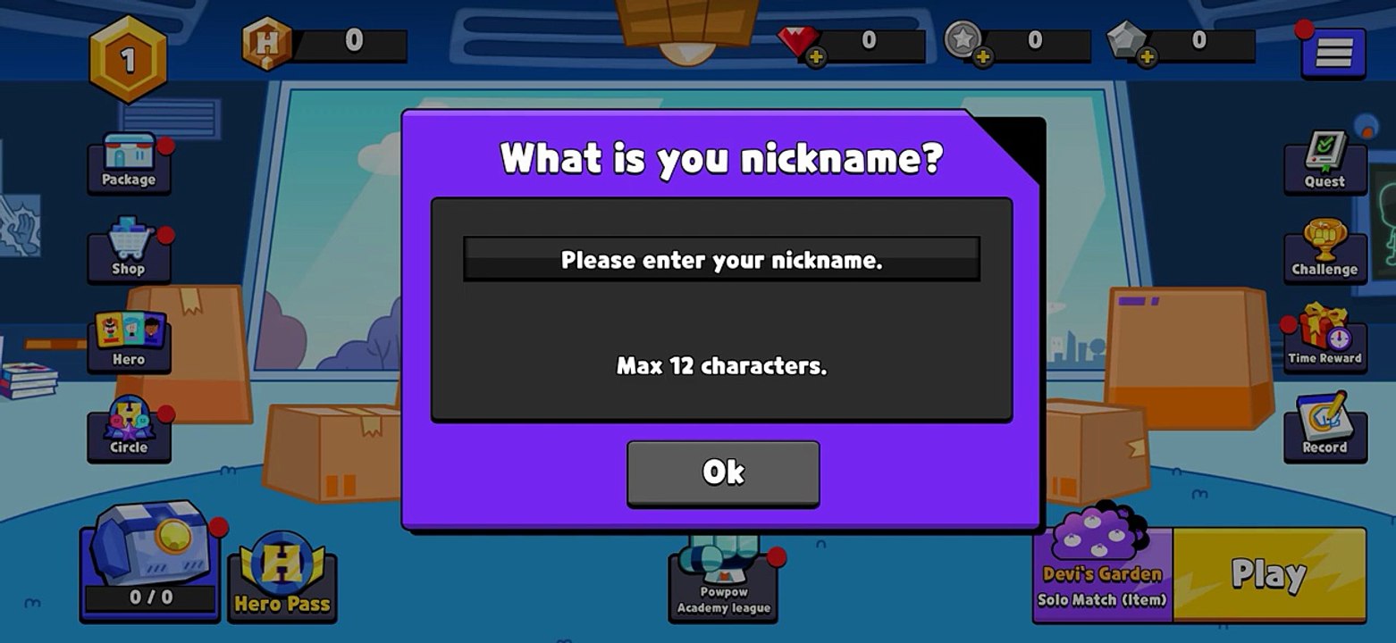 Won't to continue after enter nickname on Hero Circle Run