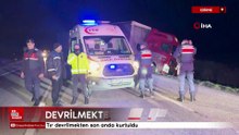 Edirne'de tır devrilmekten son anda kurtuldu