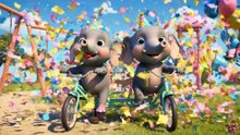 पाँच मोटे हाथी साइकिल रेस 🚴‍♂️🐘  Hindi Rhymes for Kids  3D Animation