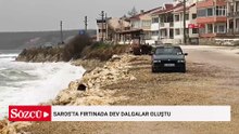 Saros'ta fırtınada dev dalgalar oluştu