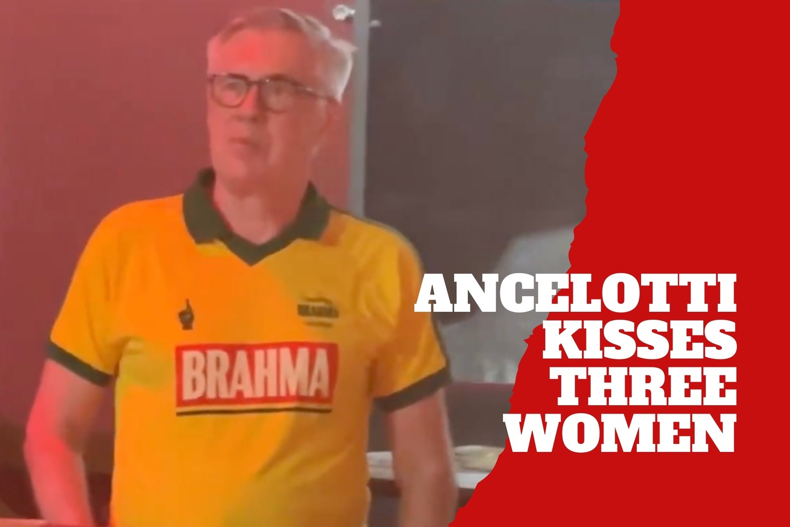 Carlo Ancelotti kisses three women at once during Brazil Carnival