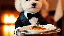 This Maltipoo Puppy takes his Waiter Job very seriously! 🥐✨