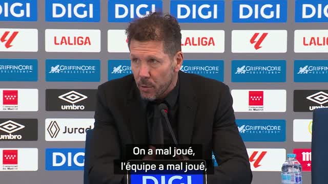 Atlético - Simeone après la lourde défaite face au Rayo Vallecano : "L'équipe a mal joué"