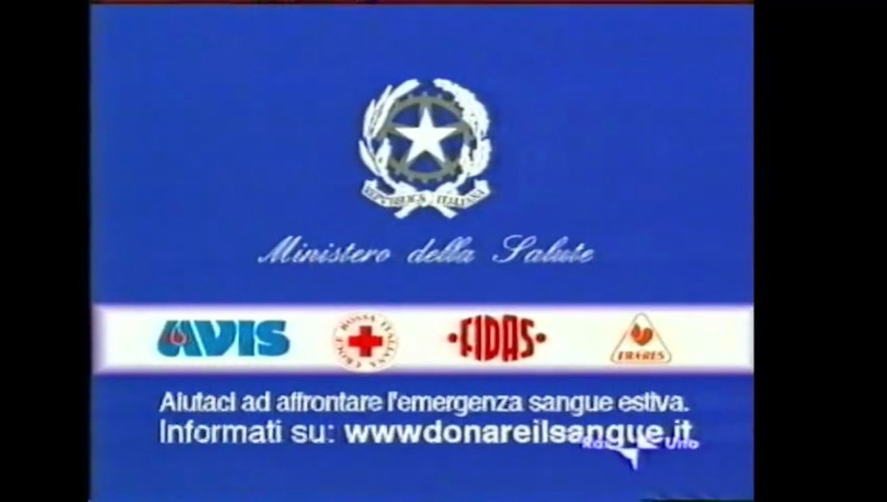 Pubblicità/Bumper anno 2004 2 Maggio RAI 1 - Campagna Donatori Di Sangue RAI 1