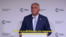 Reza Pahlavi, habla en una rueda de prensa en la Conferencia de Seguridad de Múnich