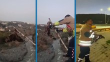 Hatay’da tellere takılan şahinin kurtarılma anları kamerada
